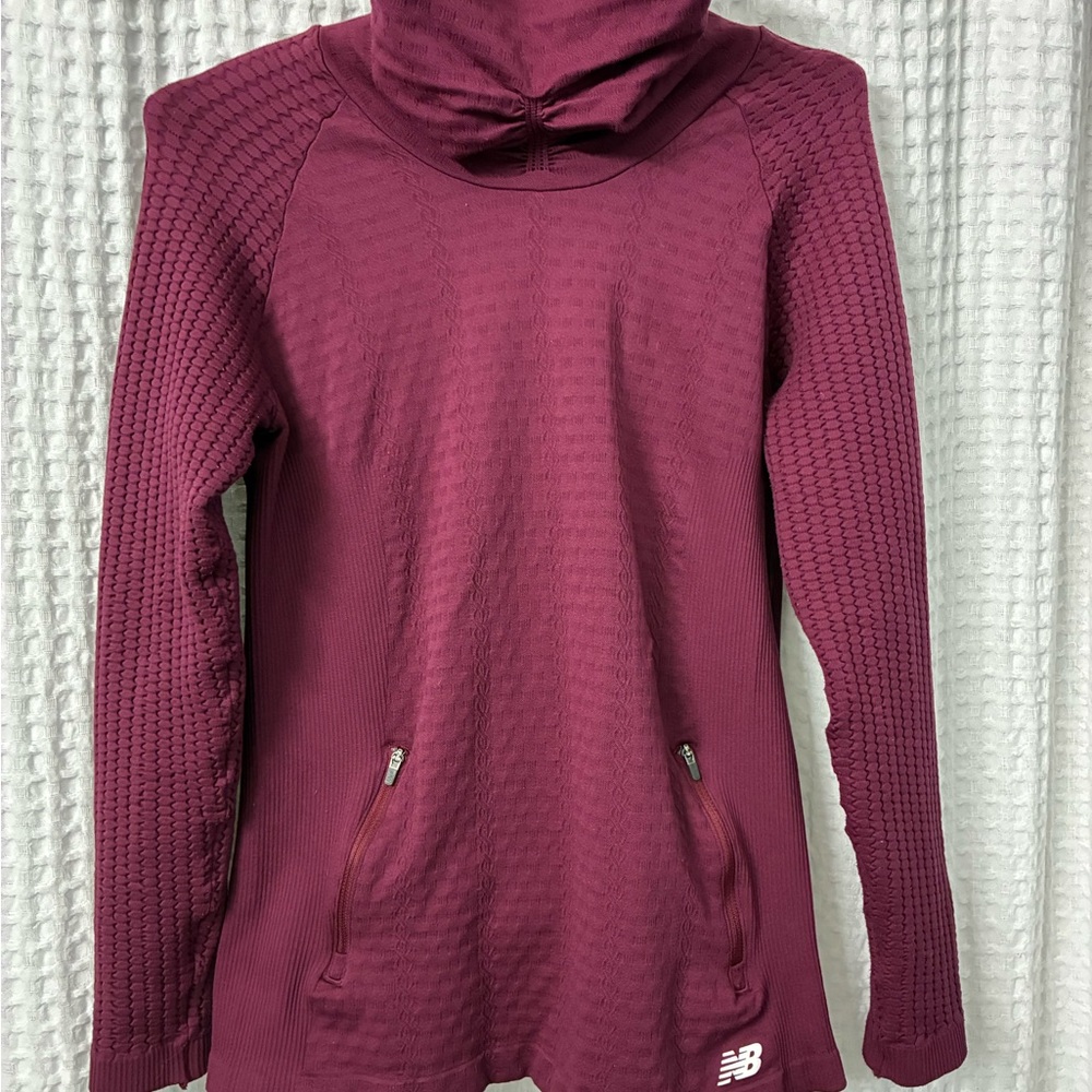 New Balance Burgundy Textured Hoodie/Turtleneck